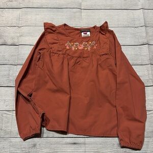 Vince Camuto Rust Embroidered Kids Blouse size 6X